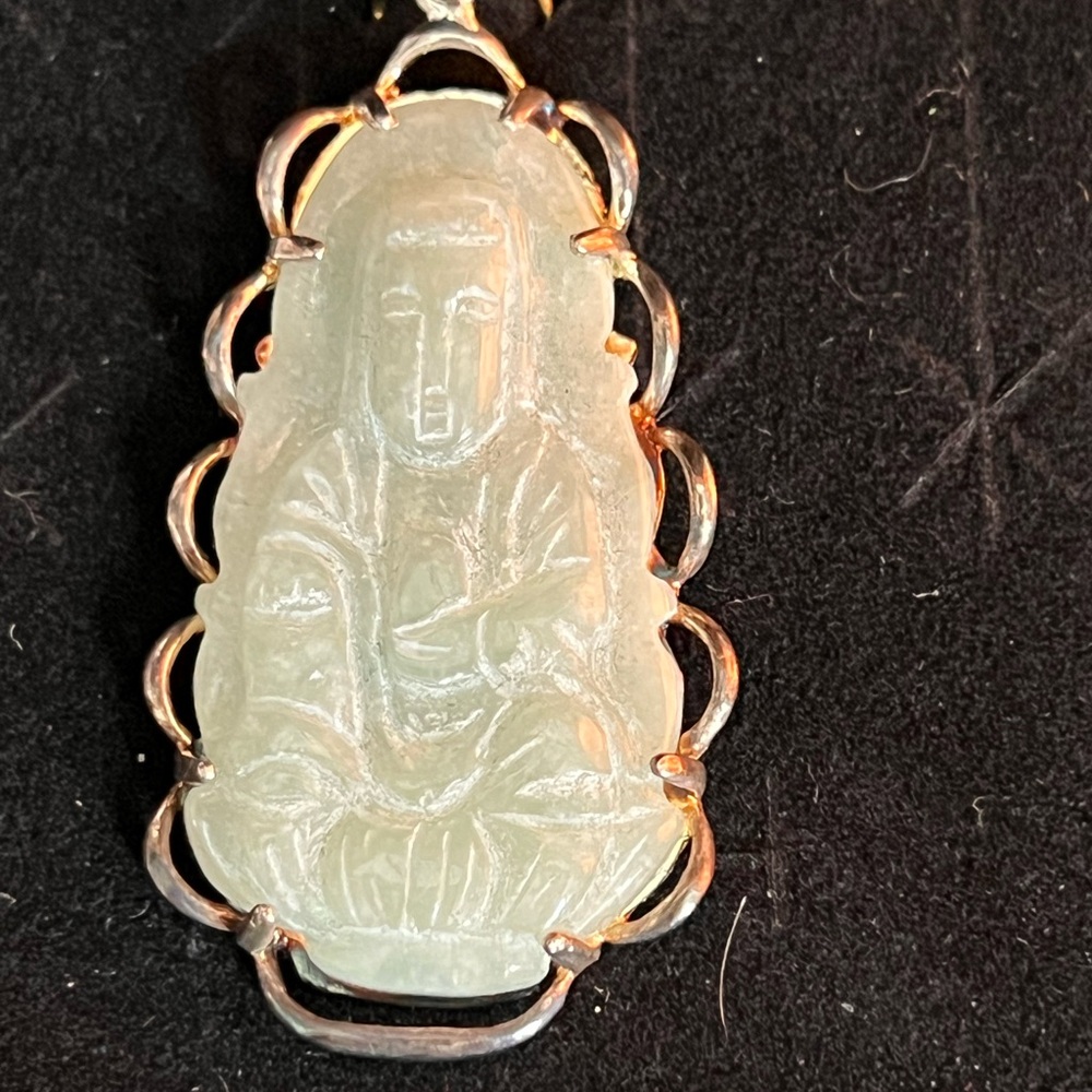 Jade & Sterling Necklace with Intricate Carving